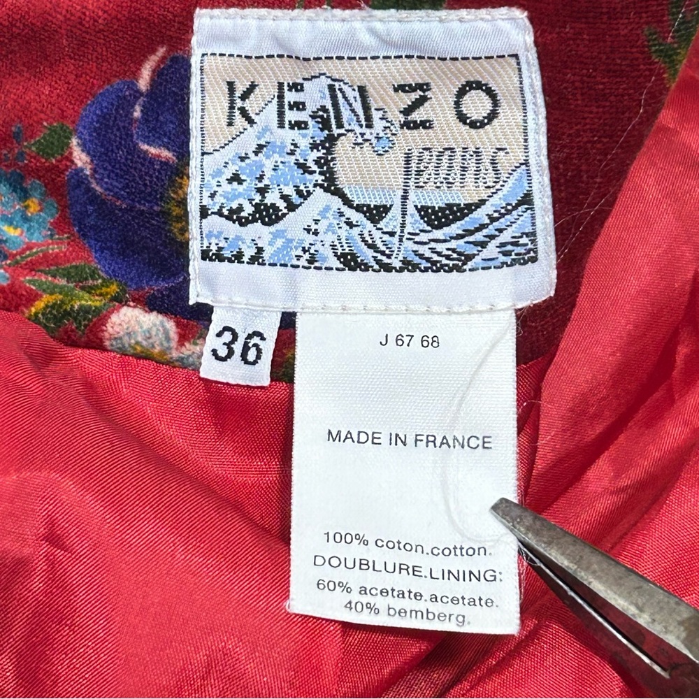 Vintage Kenzo Red Floral Velvet Skirt 36 - Picture 5 of 7